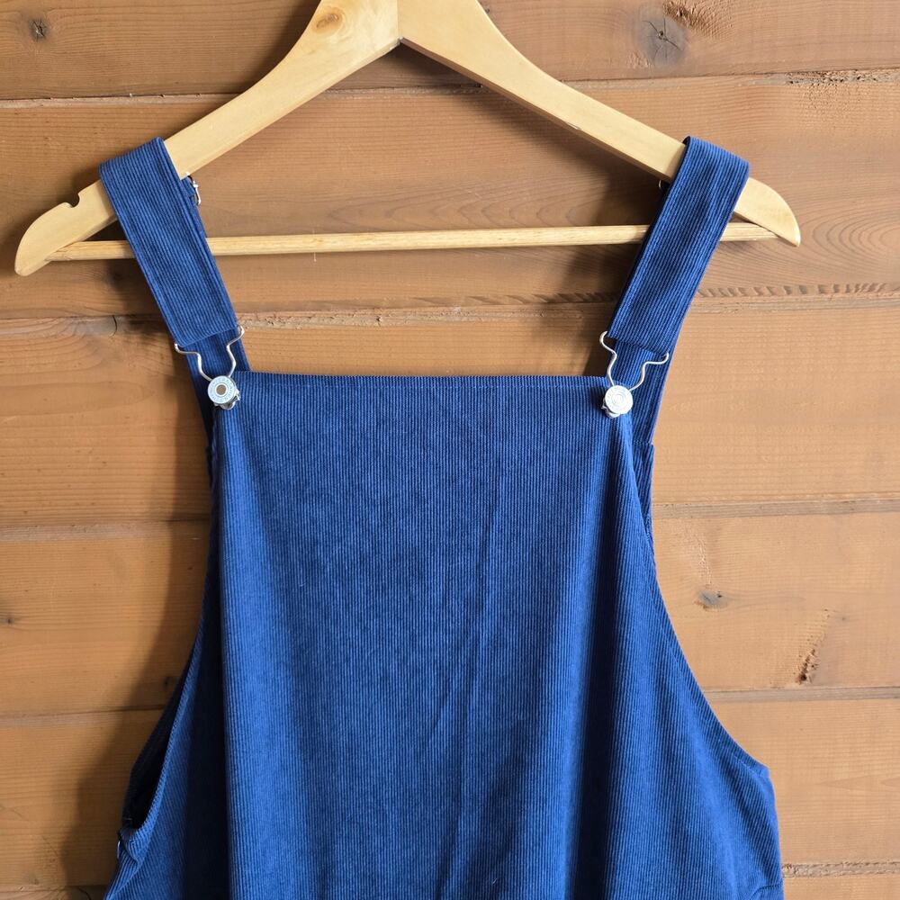 Shein Curve Corduroy Overalls Jogger 2XL Blue Fall Cottagecore Boho Granola Y2K - Picture 4 of 5